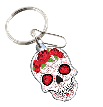 Skull with Roses Key Chain