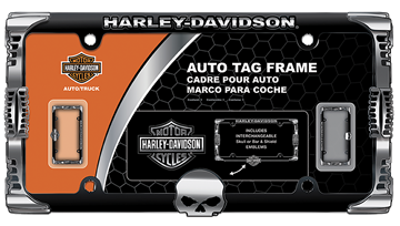 Picture of Harley-Davidson Badge and Skull 2-n-1 Chrome Frame